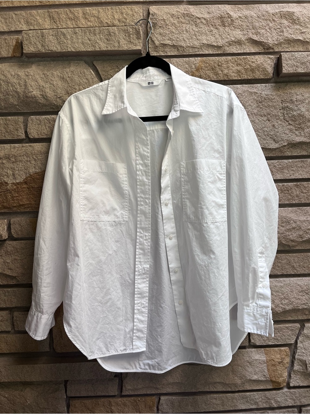 Uniqlo oversized double pocket white button up cotton shirt XS - Picture 2 of 14